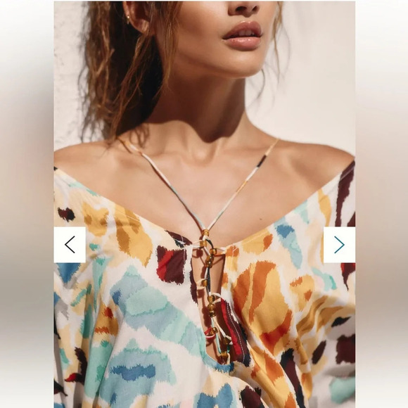 Anthropologie Printed Swim Coverup Strappy Kaftan Style Size XXS/ XS - Picture 7 of 8